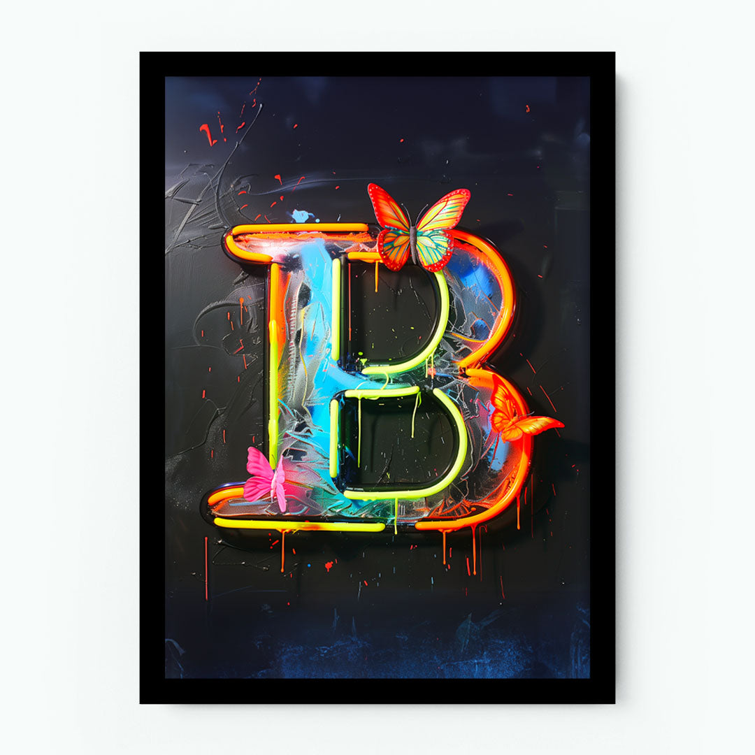 B Alphabet Neon Poster
