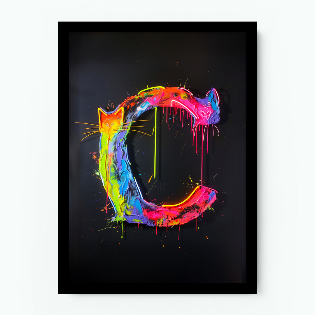 C Alphabet Neon Poster