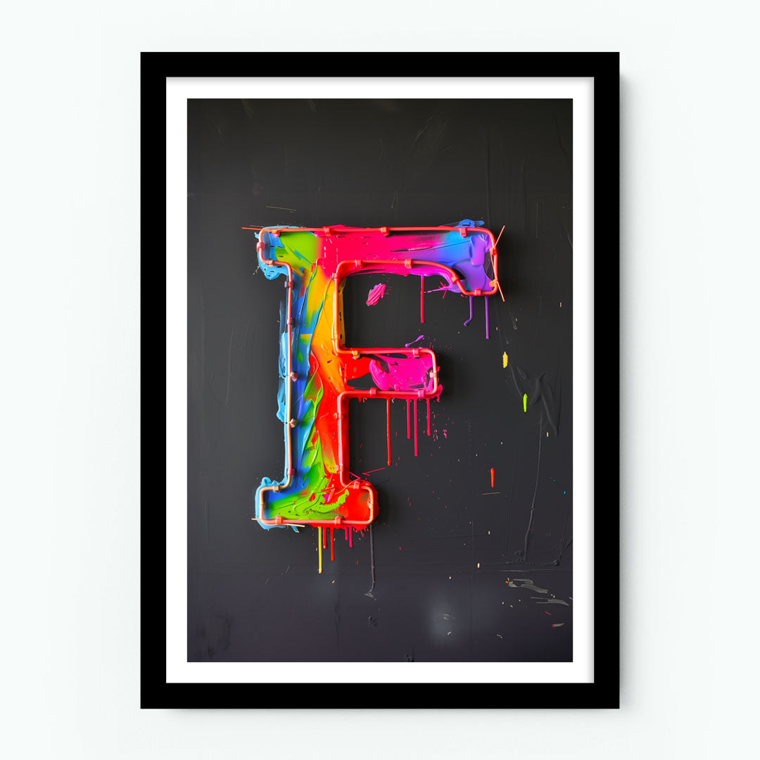 F Alphabet Neon Poster