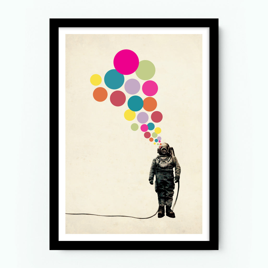Vintage Diver Abstract Art Poster