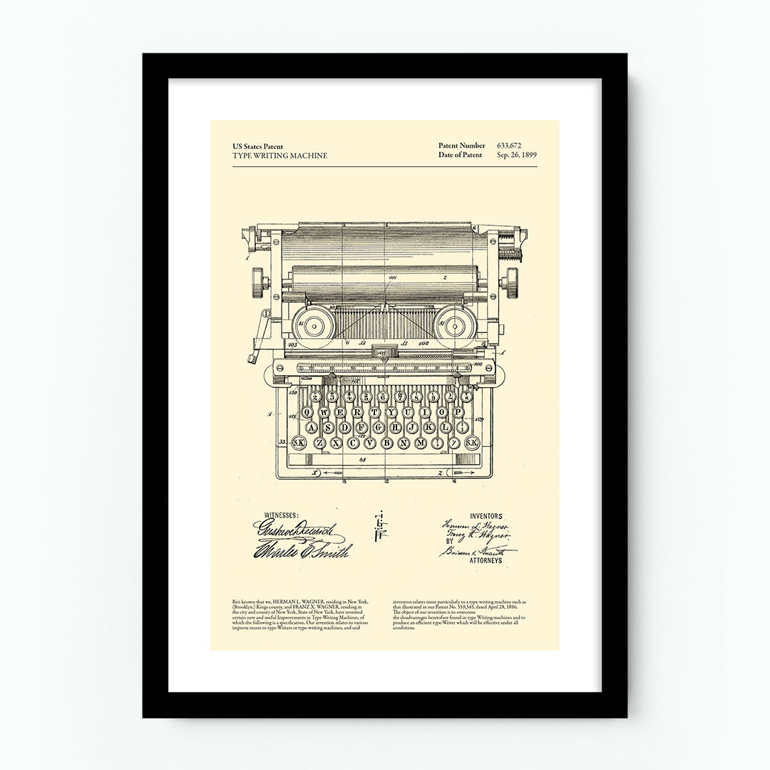Type Writing Machine Patent Poster